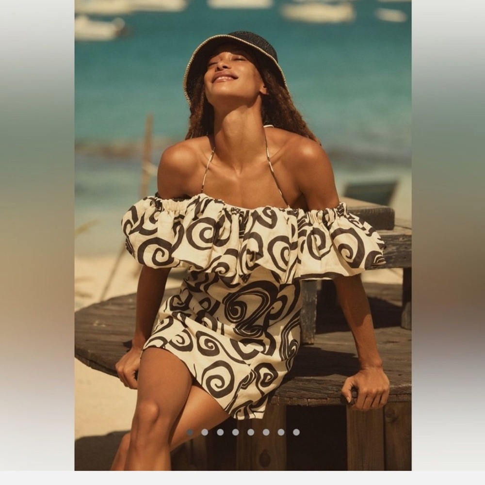 The Wolf Gang Elegant Off-Shoulder Swirl Pattern Dress - Picture 5 of 7